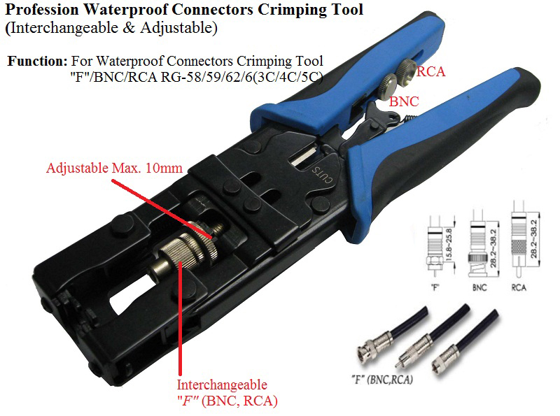 3 in 1 Compression Tool BNC/RCA CRIMP TOOL RG59/RG6